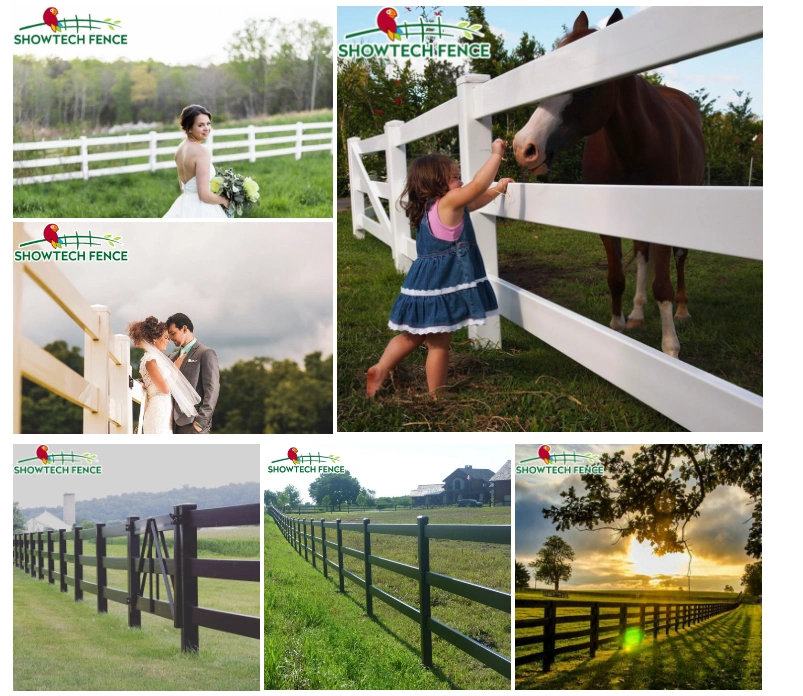 3 Rai Brown/Wood/Tan/Grey/White/Black Colored Vinyl/PVC/Plastic/Composite Hog/Pig Fence Rails/Panels/Gates/Slats